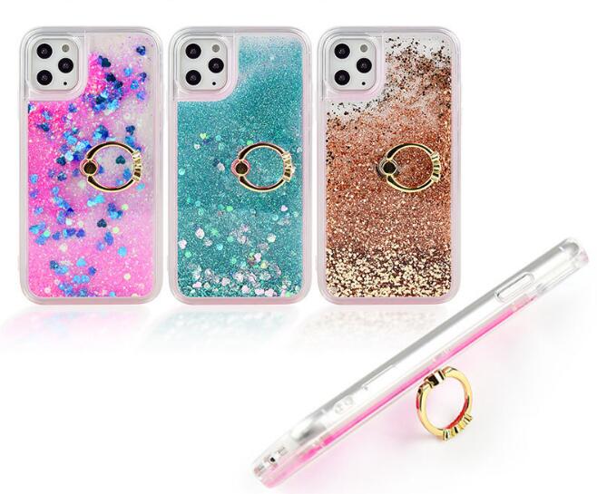 Funda para teléfono con efecto líquido y anillo de apoyo