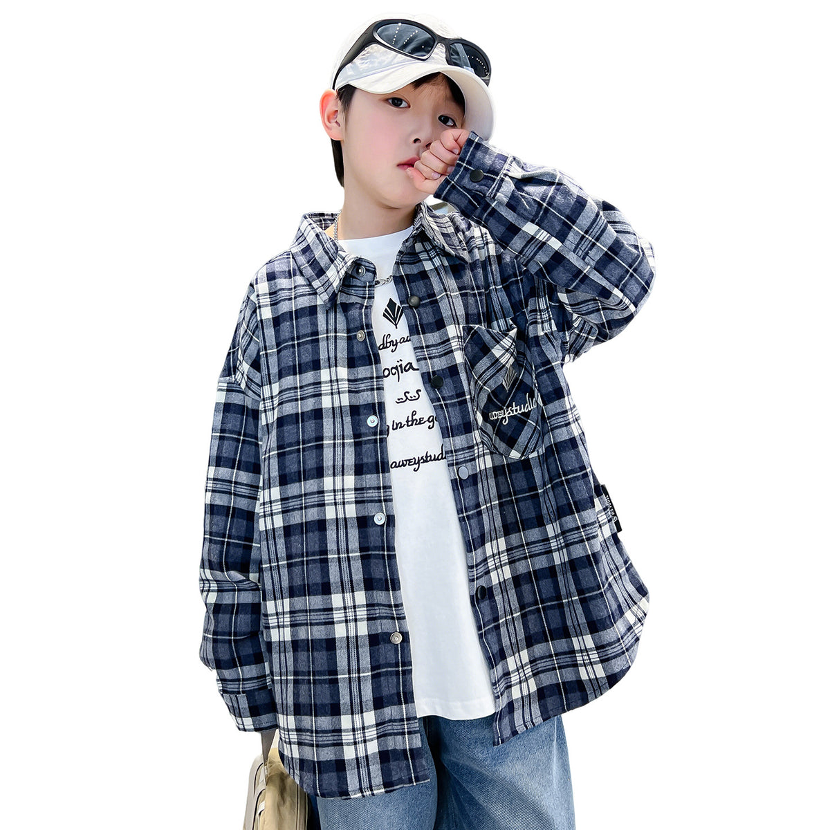 Sobrecamisa infantil de cuadros y manga larga