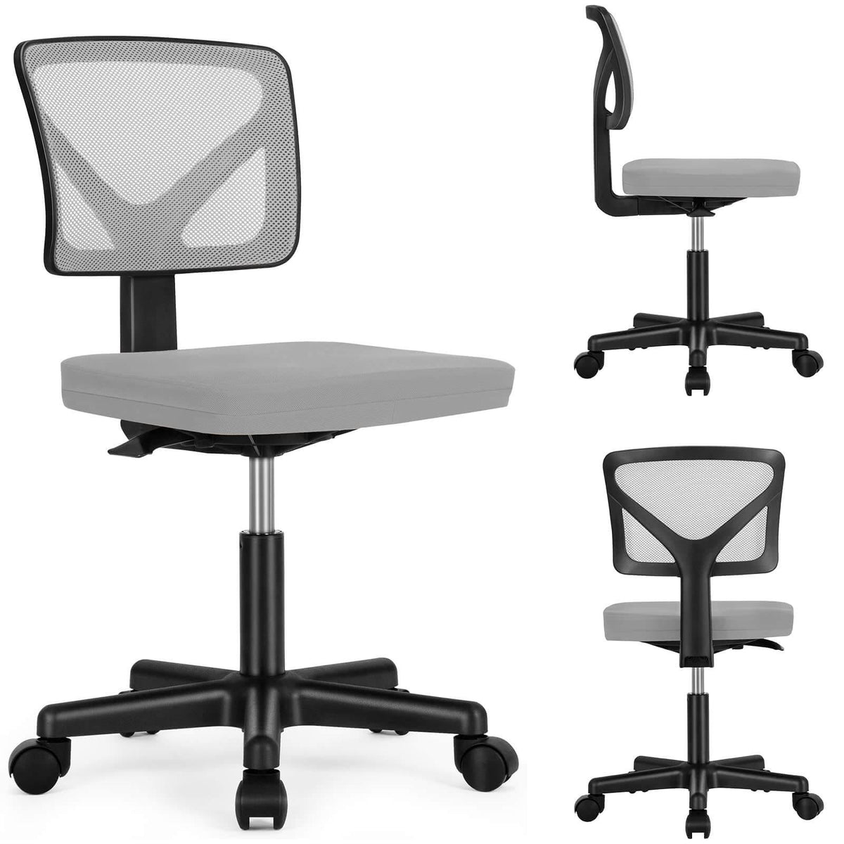 Silla de oficina de malla sin brazos — gris