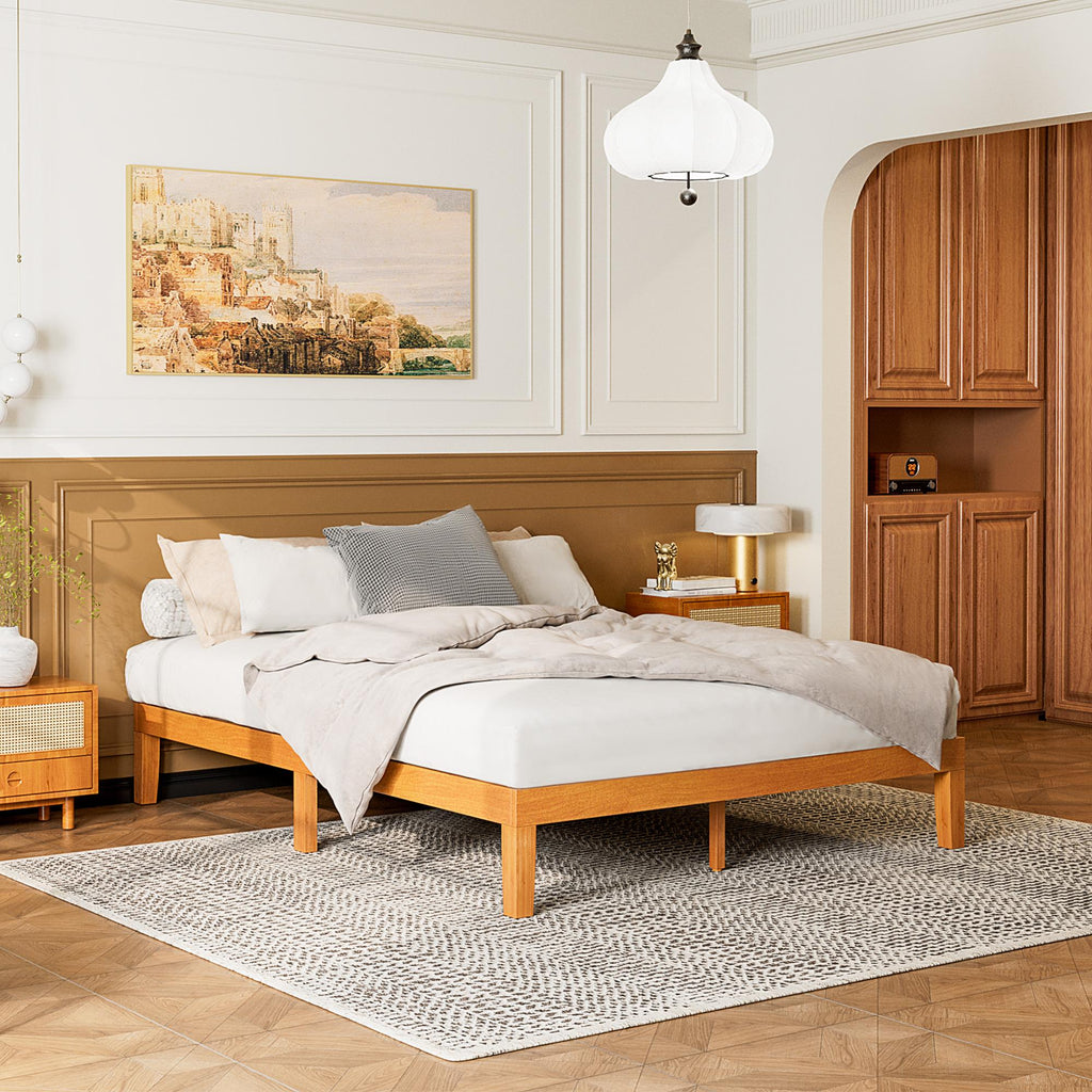 Base de cama de madera con láminas y sin cabecero — Full