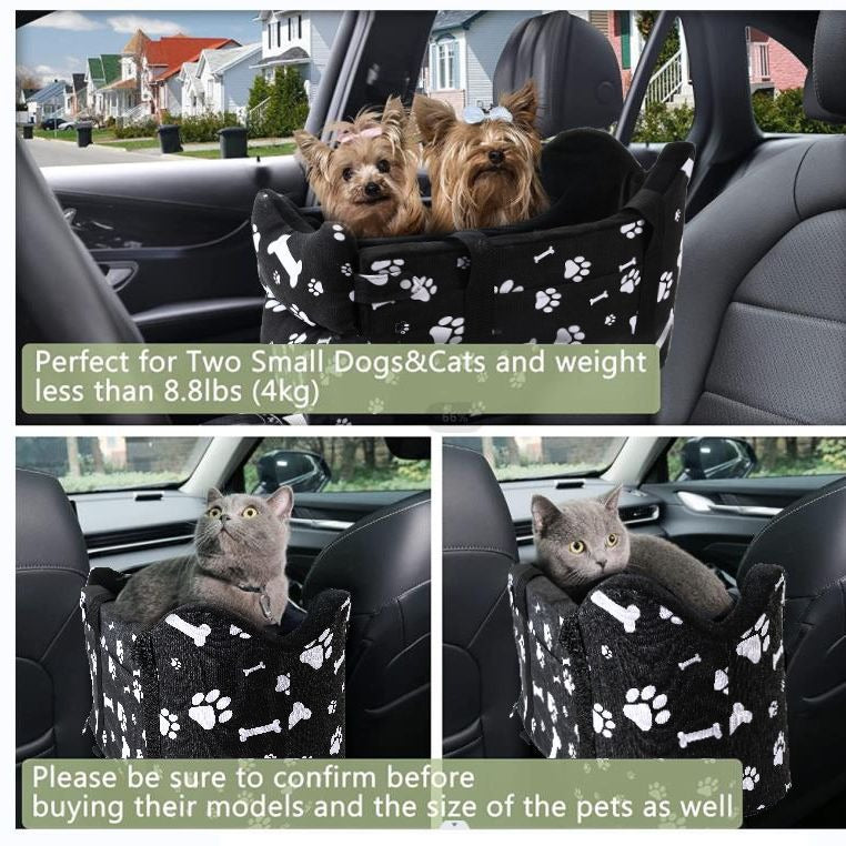 Cama de viaje para mascotas con estampado de huellas