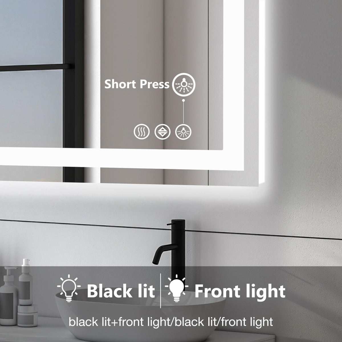 Espejo LED antivaho de 28 × 36 pulgadas