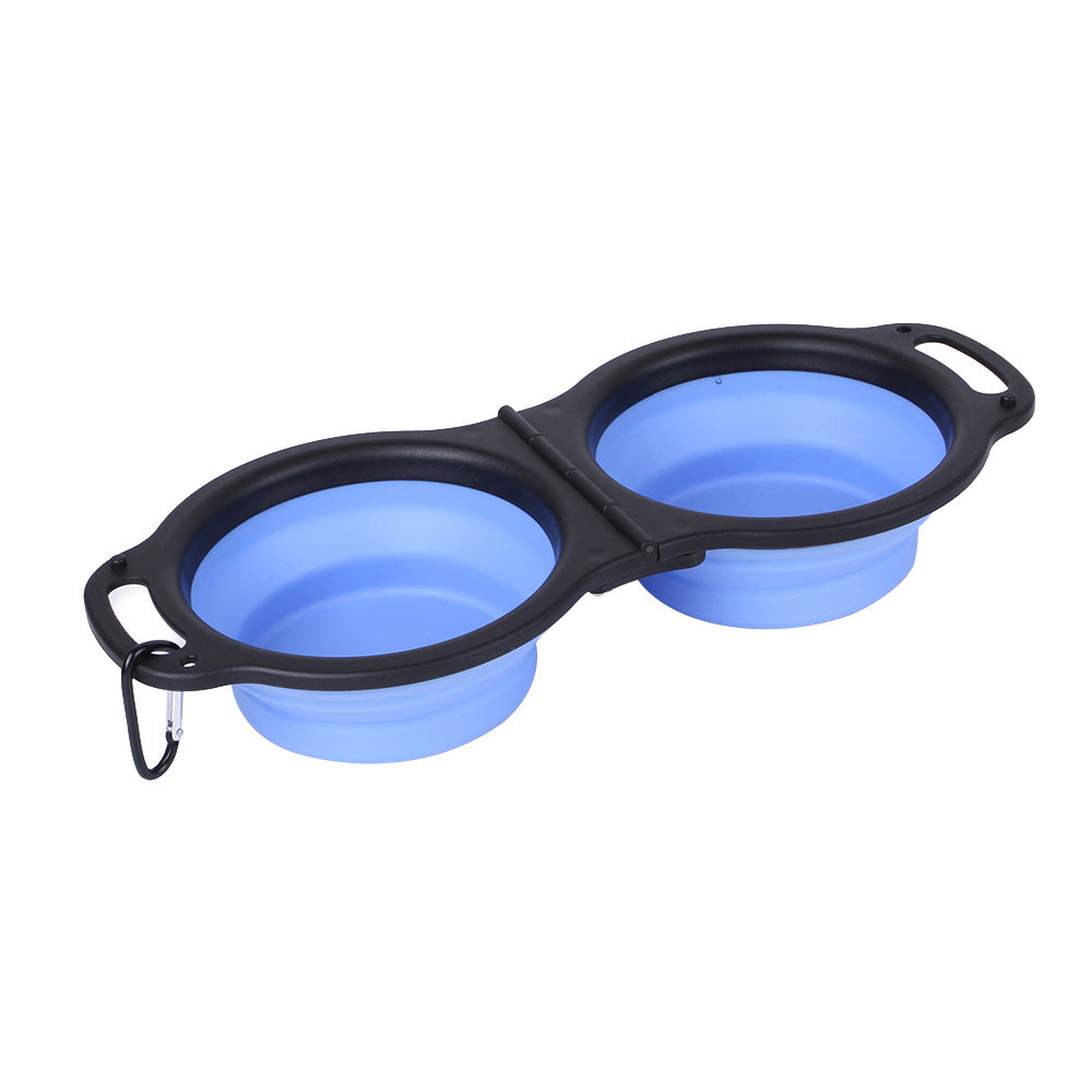 Comedero doble plegable para mascotas con borde negro