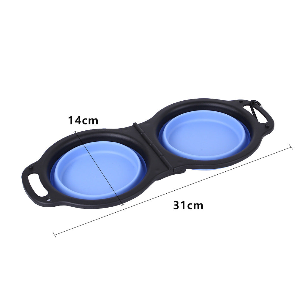 Comedero doble plegable para mascotas con borde negro