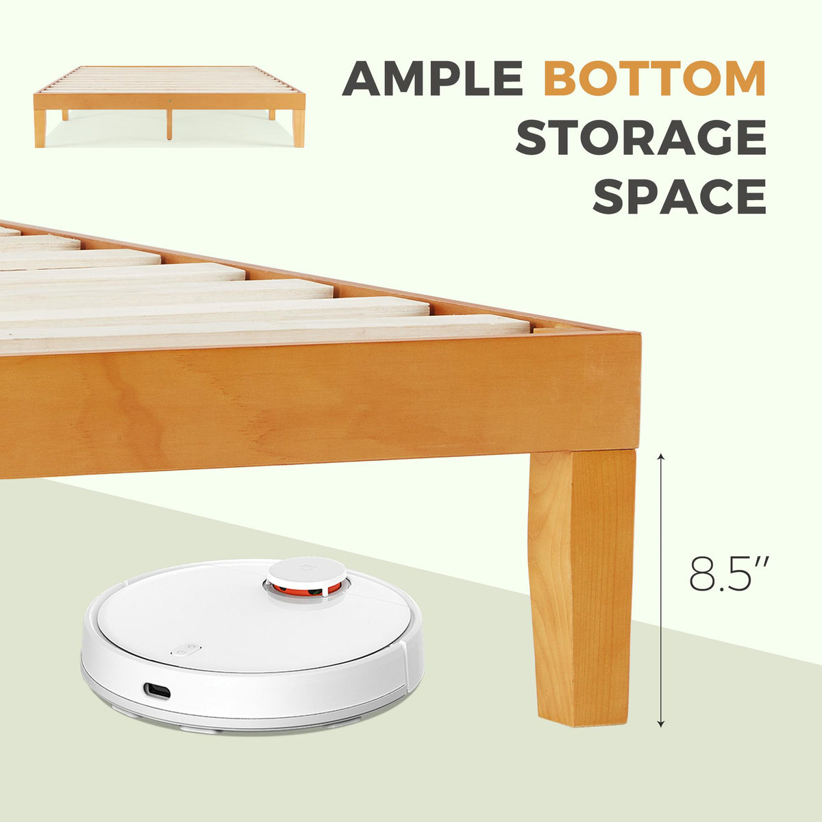 Base de cama de madera con láminas y sin cabecero — King