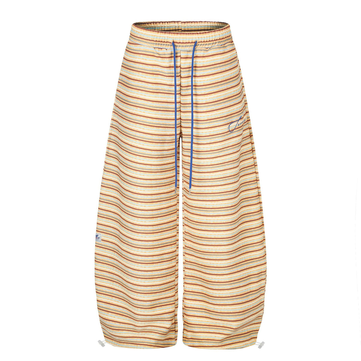 Pantalón deportivo de pierna curva con franjas a contraste