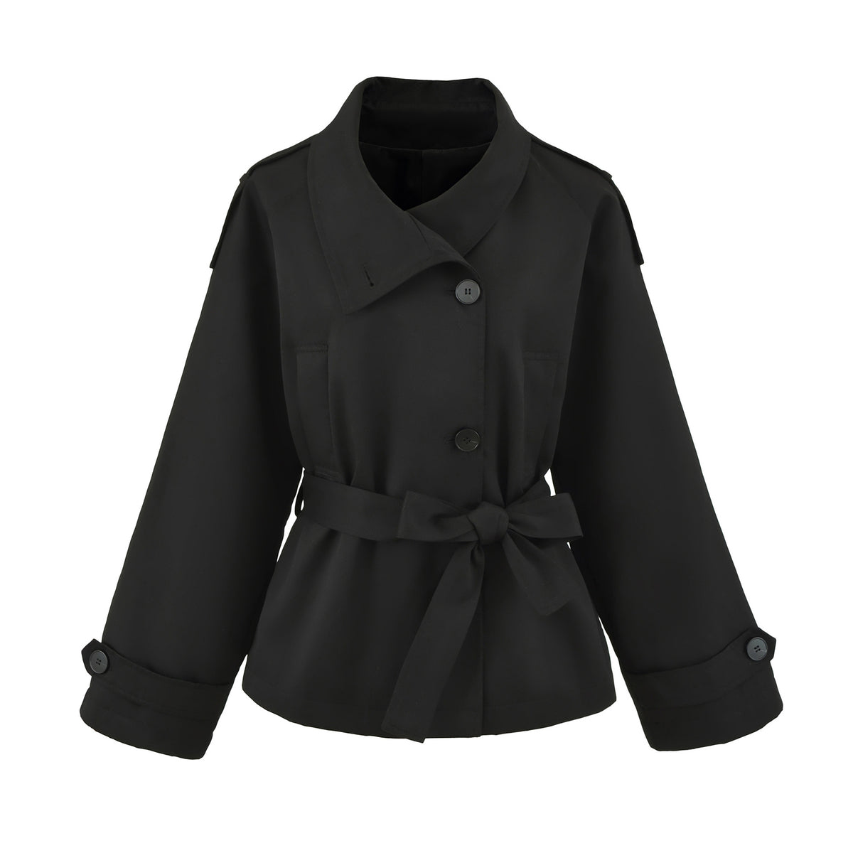 Chaqueta de cuello alto con botones y bolsillos