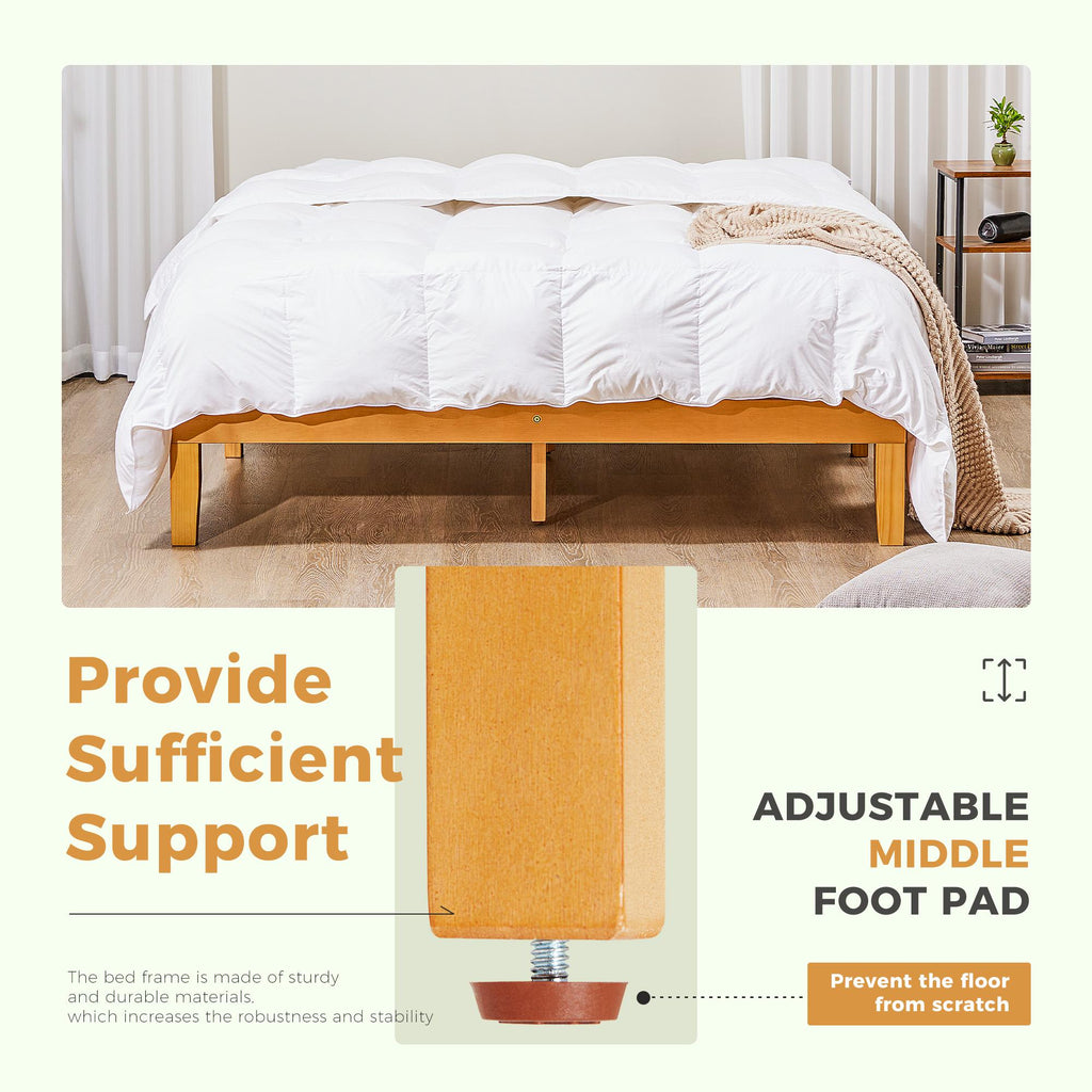 Base de cama de madera con láminas y sin cabecero — Queen
