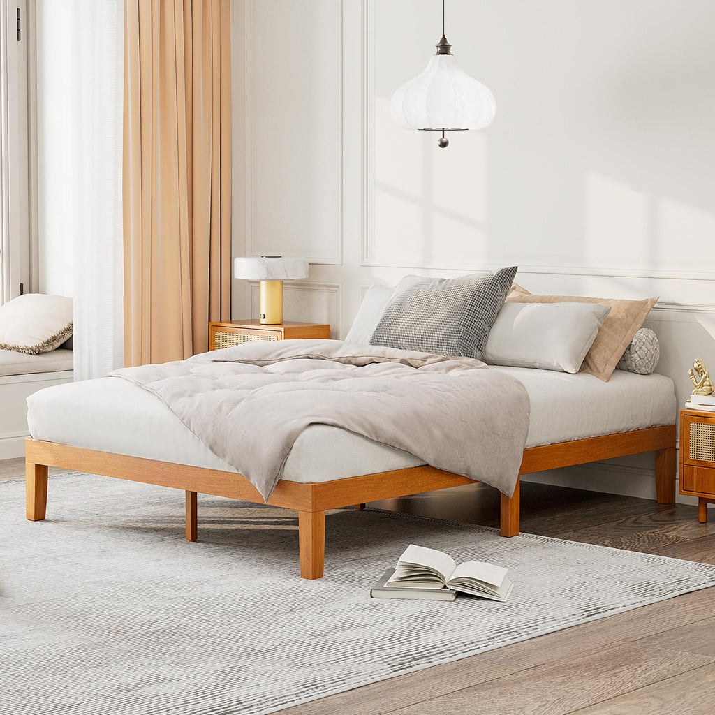Base de cama de madera con láminas y sin cabecero — Full