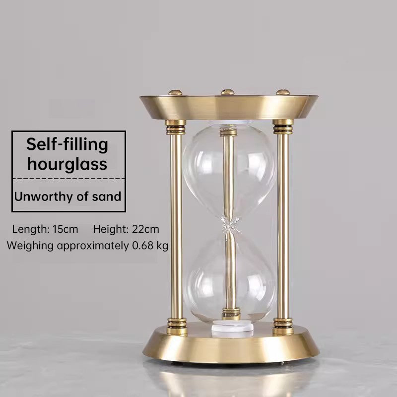 Reloj de arena decorativo con soporte de metal