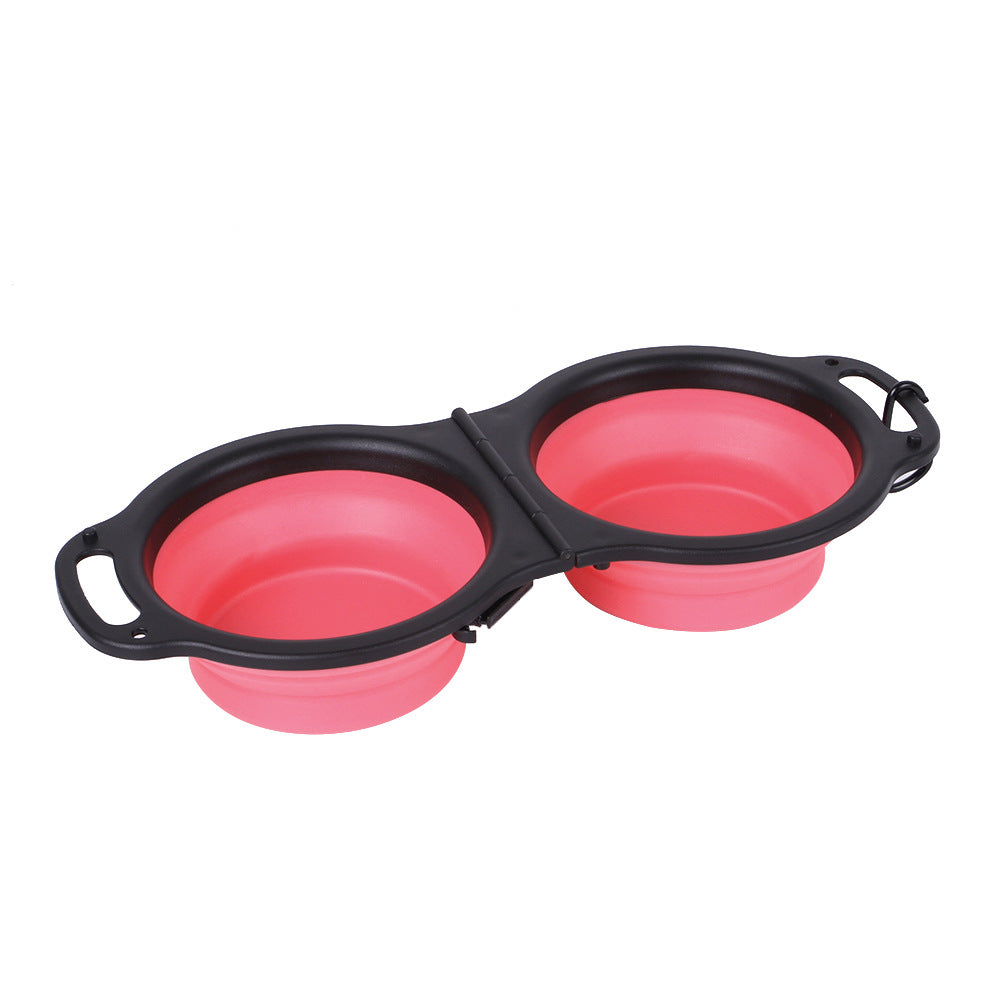 Comedero doble plegable para mascotas con borde negro