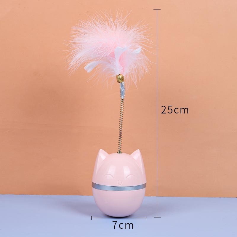 Juguete para gatos tipo tentetieso con pluma y resorte