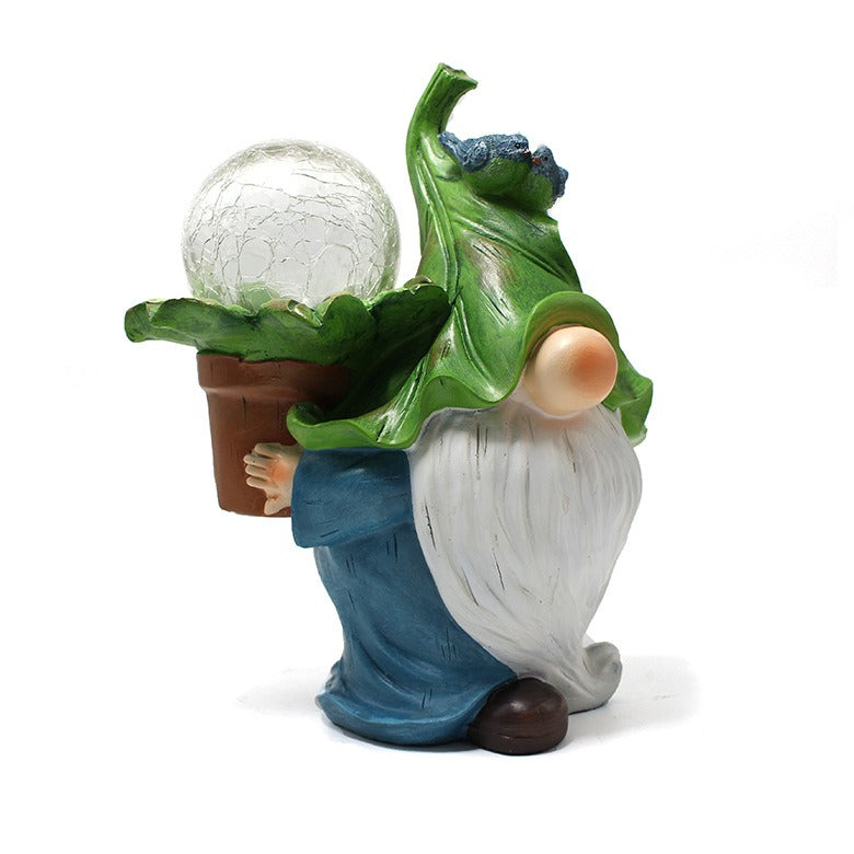 Figura de gnomo con luz solar para jardín