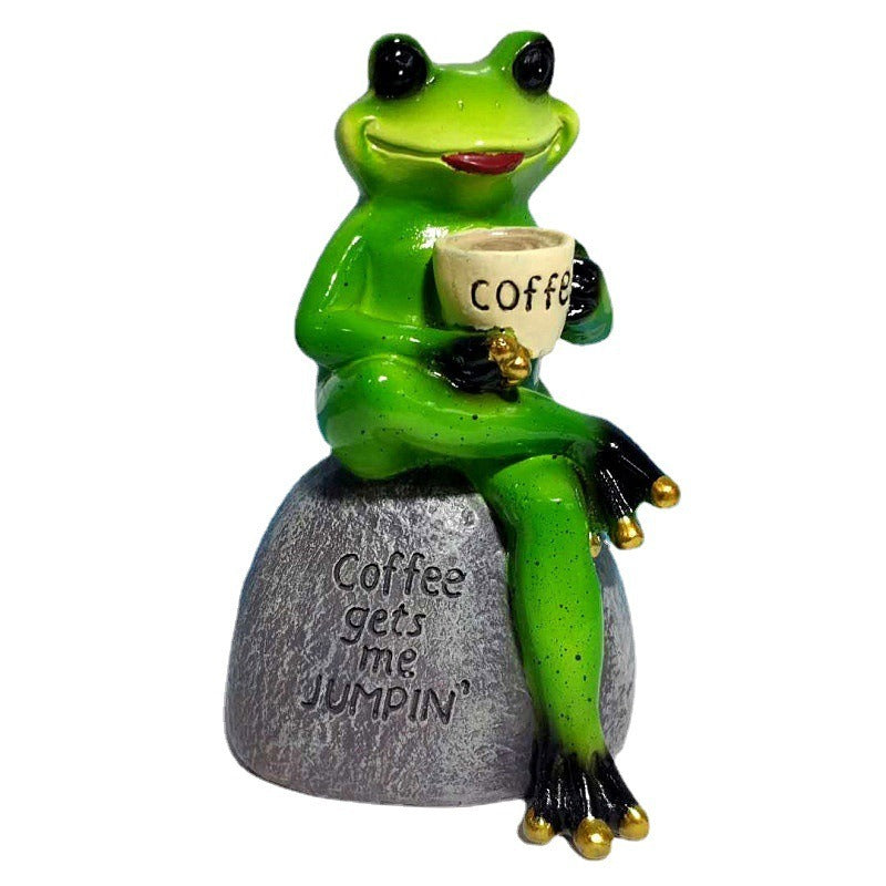 Adorno de rana de resina para exteriores