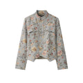 Chaqueta jacquard de cuello alto y botones