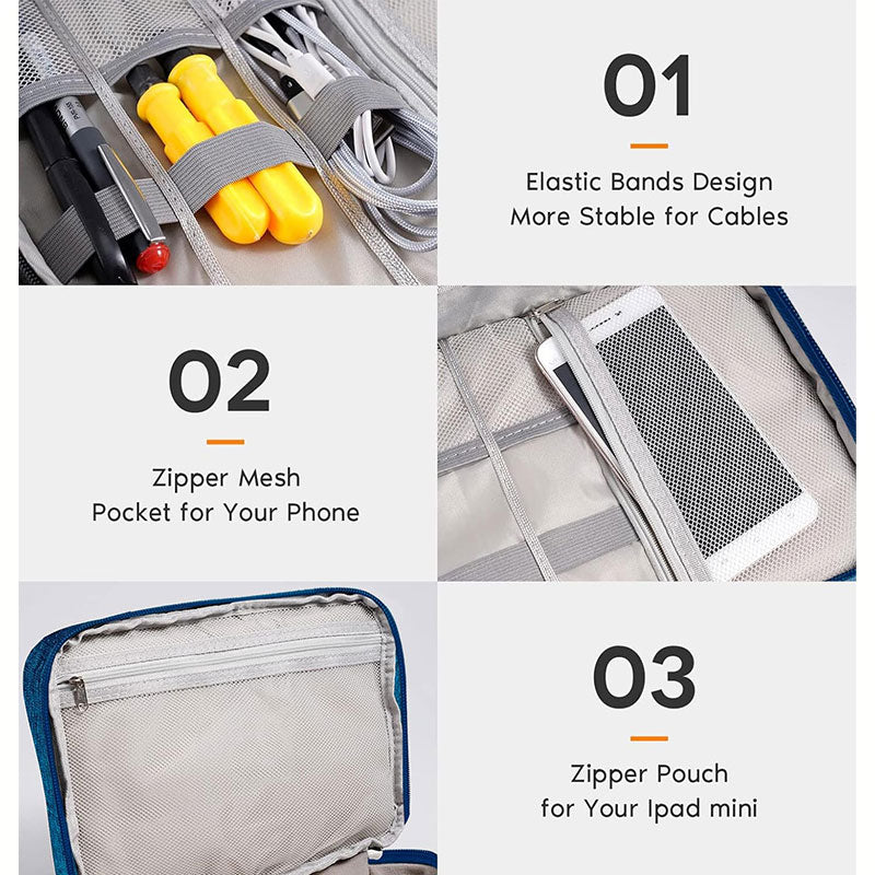 Organizador de viaje para cables de 2 o 3 niveles