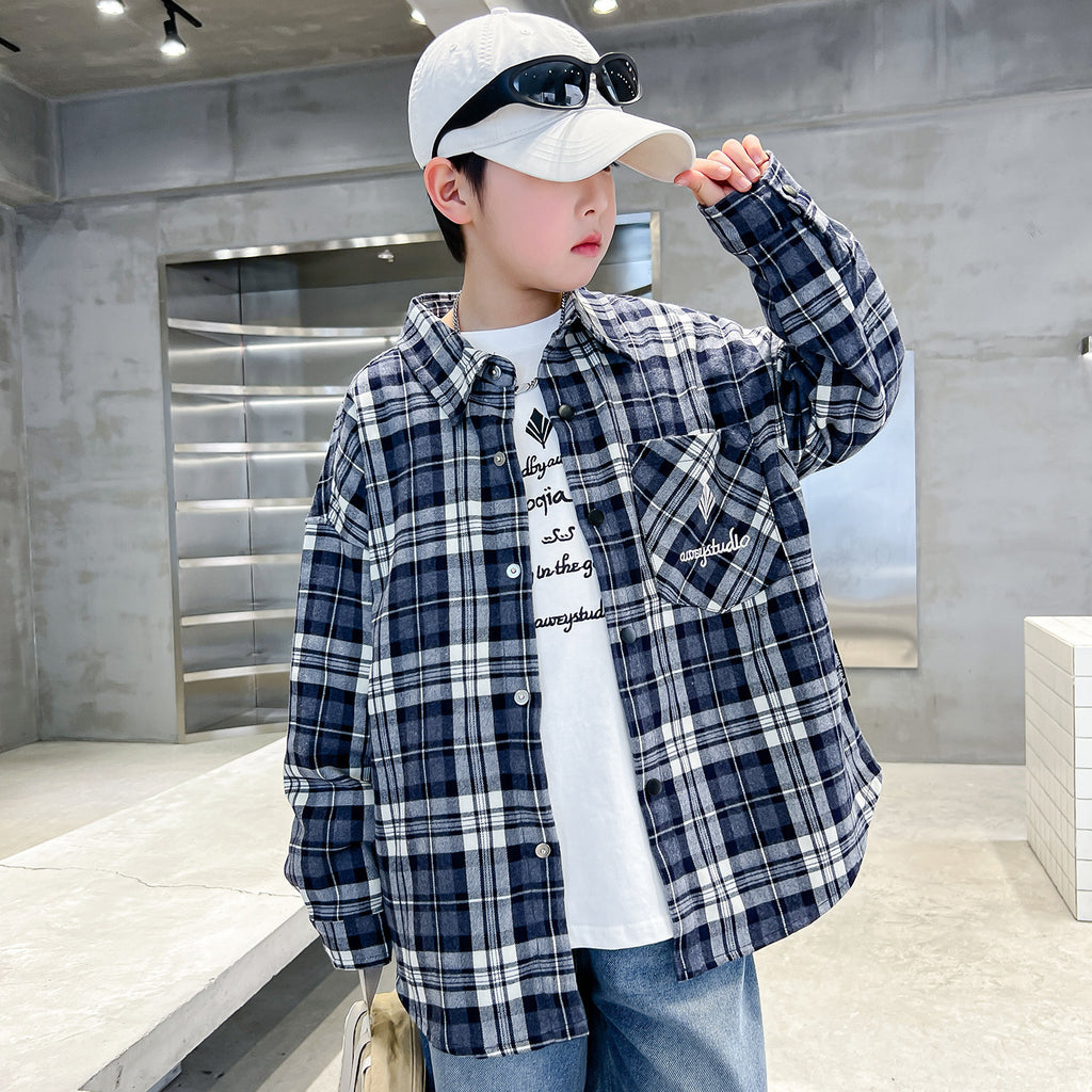 Sobrecamisa infantil de cuadros y manga larga