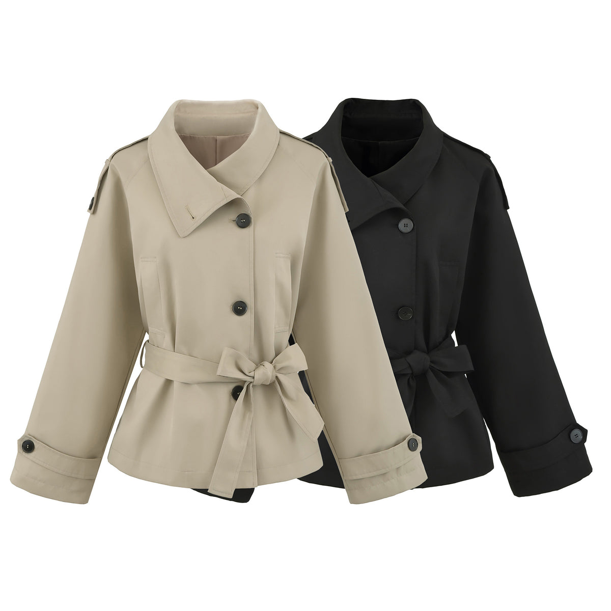 Chaqueta de cuello alto con botones y bolsillos