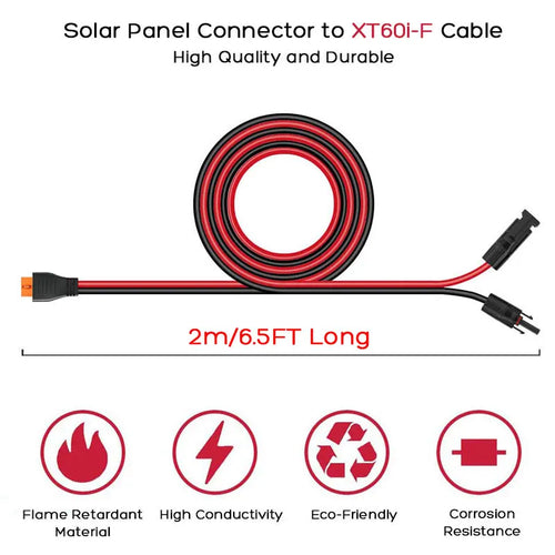 2m/6.5FT Solar Panel to XT60i-F Cable for EcoFlow Delta 2/2 Max/Pro/Pro 3/3 Plus River 2/2Pro/2 Max/3/3 Plus Power Stations.
