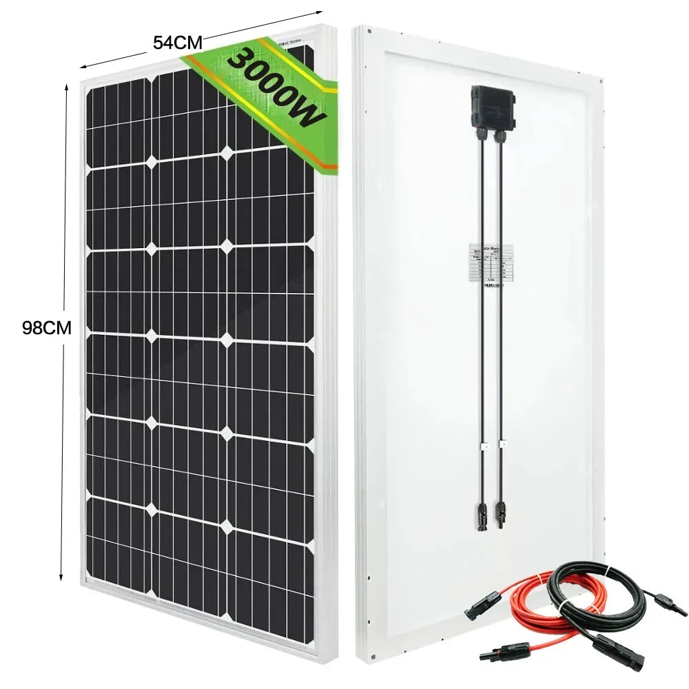 3000W Ultra High Power Solar Panel 12V-24V Efficient Charging for Outdoor Household/Camping Solar Power Generation System