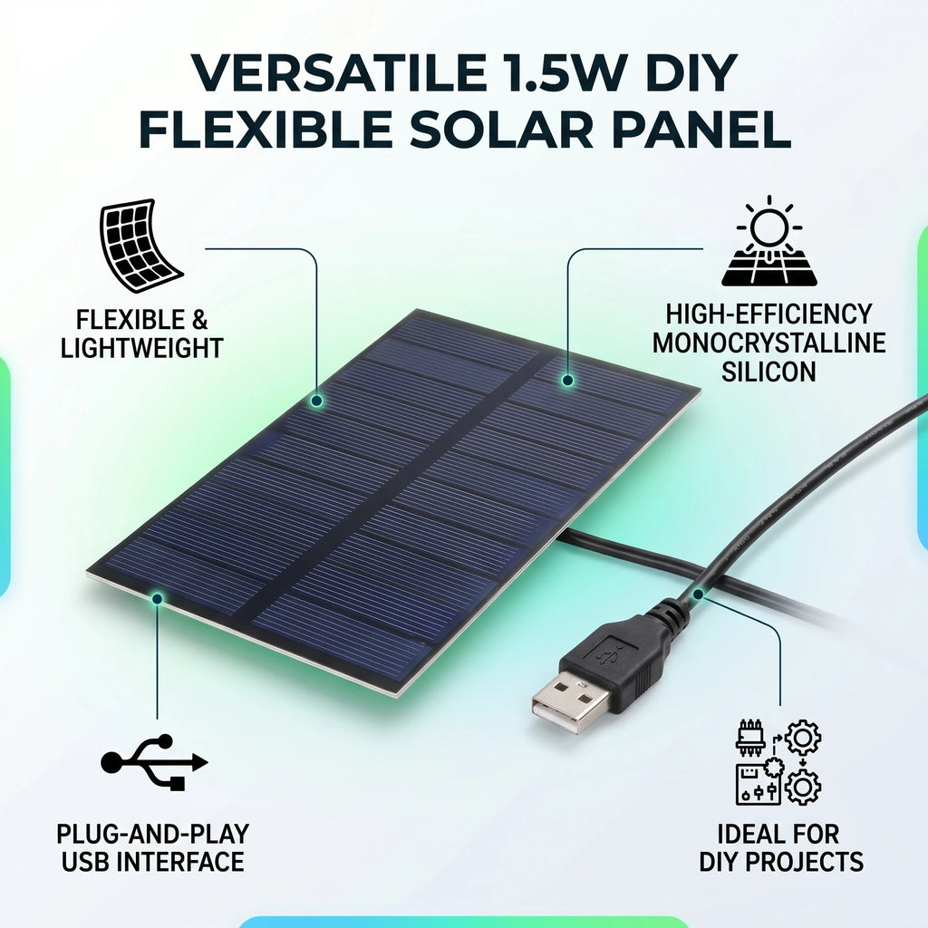 1.5W 5V Solar Panel Monocrystalline Silicon DIY Solar Panels Flexible Mini Solar Panel USB Output Interface 138 X 82mm