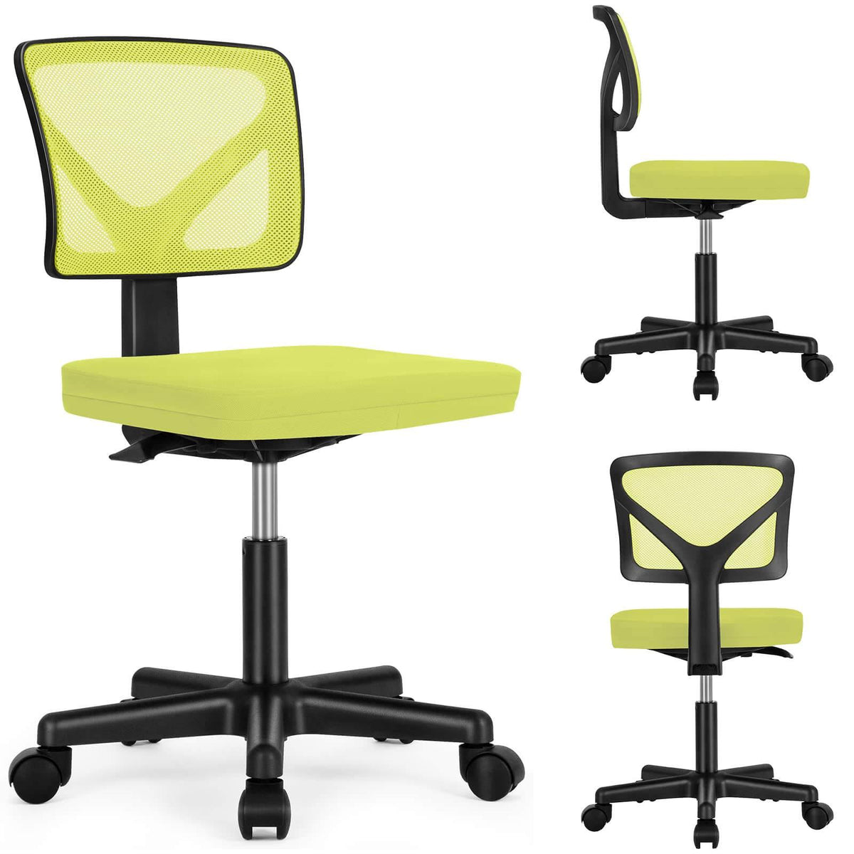 Silla de oficina de malla sin brazos — amarilla